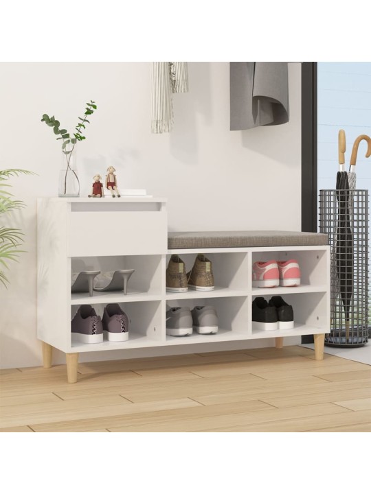Botník bílý s vysokým leskem 102x36x60 cm kompozitní dřevo