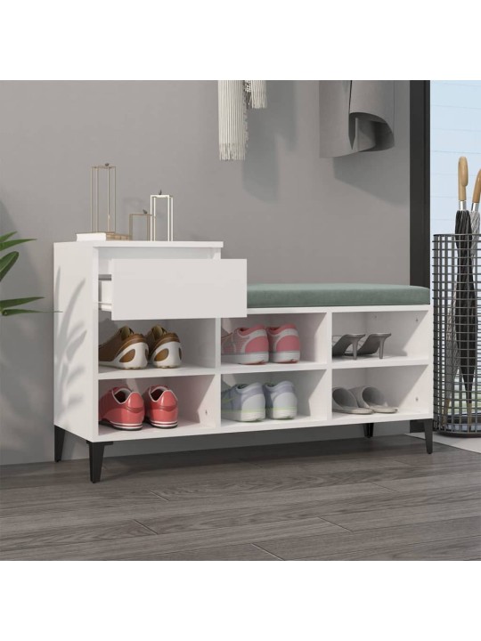 Botník bílý s vysokým leskem 102x36x60 cm kompozitní dřevo