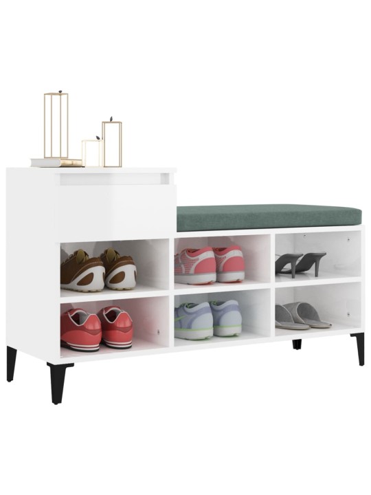 Botník bílý s vysokým leskem 102x36x60 cm kompozitní dřevo