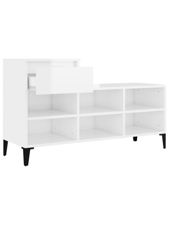 Botník bílý s vysokým leskem 102x36x60 cm kompozitní dřevo