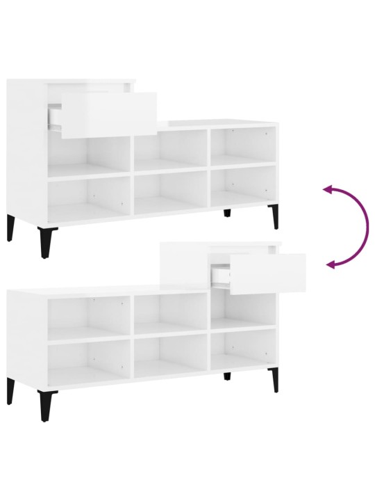 Botník bílý s vysokým leskem 102x36x60 cm kompozitní dřevo