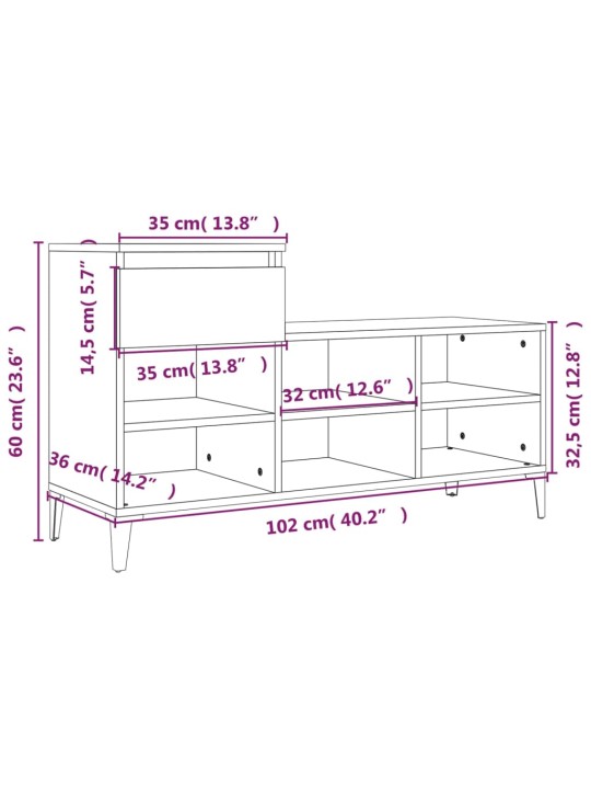 Botník bílý s vysokým leskem 102x36x60 cm kompozitní dřevo