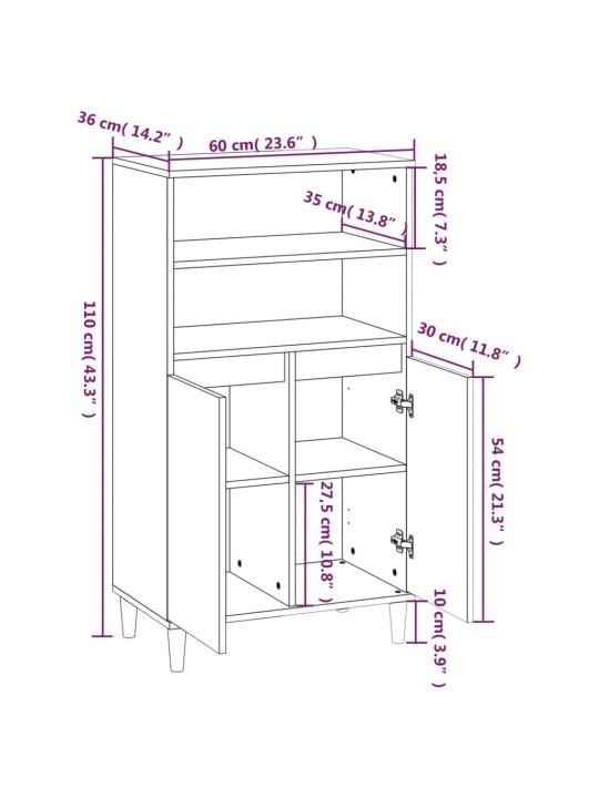 Skříň highboard černá 60 x 36 x 110 cm kompozitní dřevo