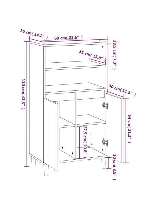Skříň highboard šedá sonoma 60 x 36 x 110 cm kompozitní dřevo