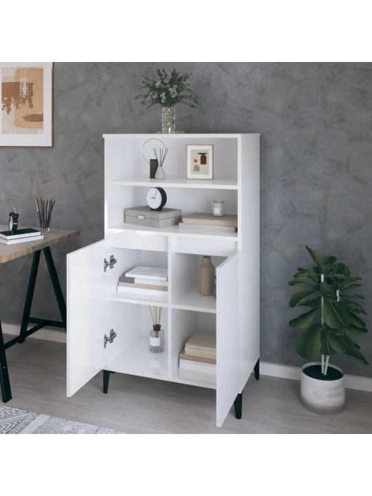 Skříň highboard bílá s vysokým leskem 60 x 36 x 110 cm kompozit