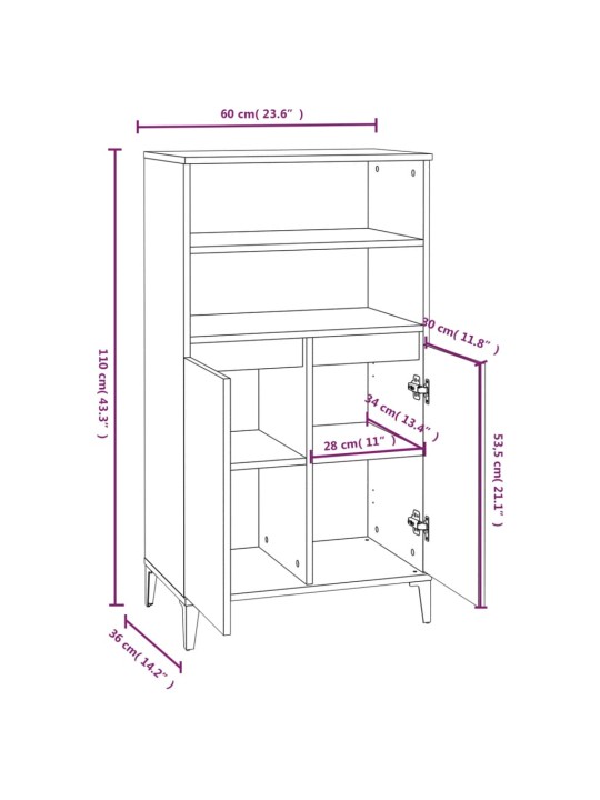 Skříň highboard betonově šedá 60 x 36 x 110 cm kompozitní dřevo