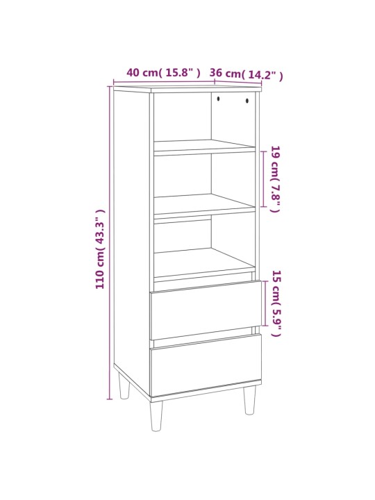 Skříň highboard kouřový dub 40 x 36 x 110 cm kompozitní dřevo