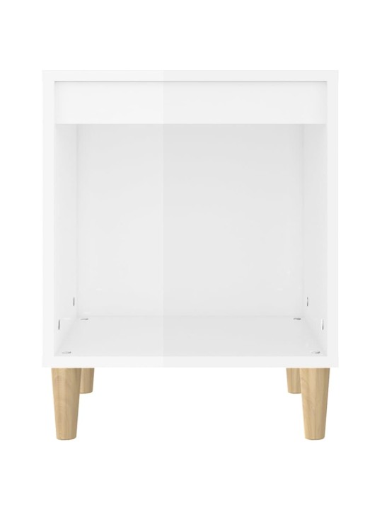 Noční stolek bílý s vysokým leskem 40x35x50 cm kompozitní dřevo