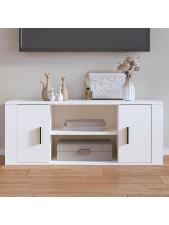 Tv skříňka bílá 100 x 35 x 40 cm kompozitní dřevo