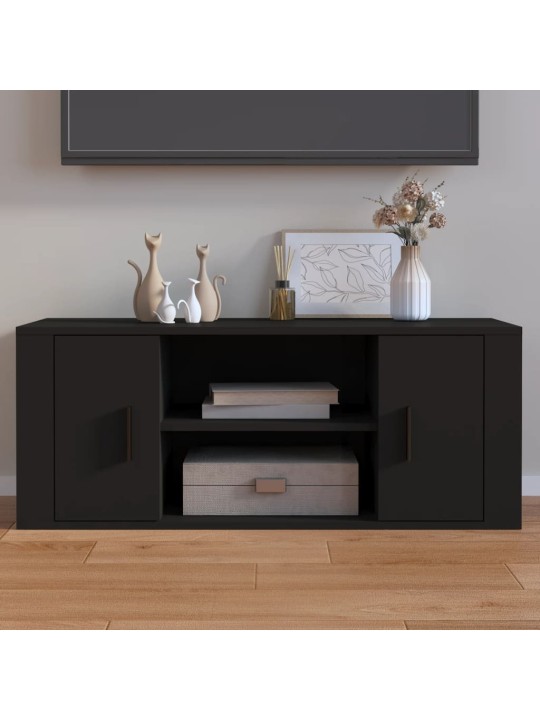 Tv skříňka černá 100 x 35 x 40 cm kompozitní dřevo