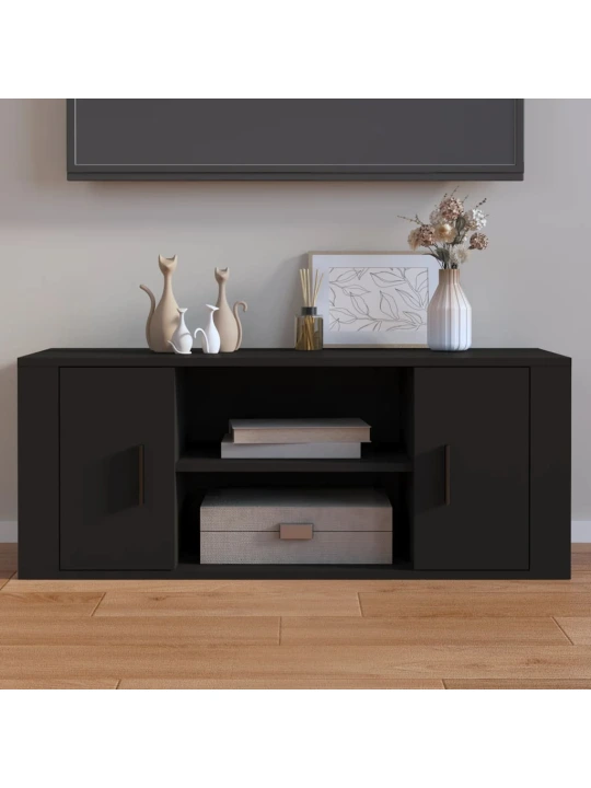 Tv skříňka černá 100 x 35 x 40 cm kompozitní dřevo
