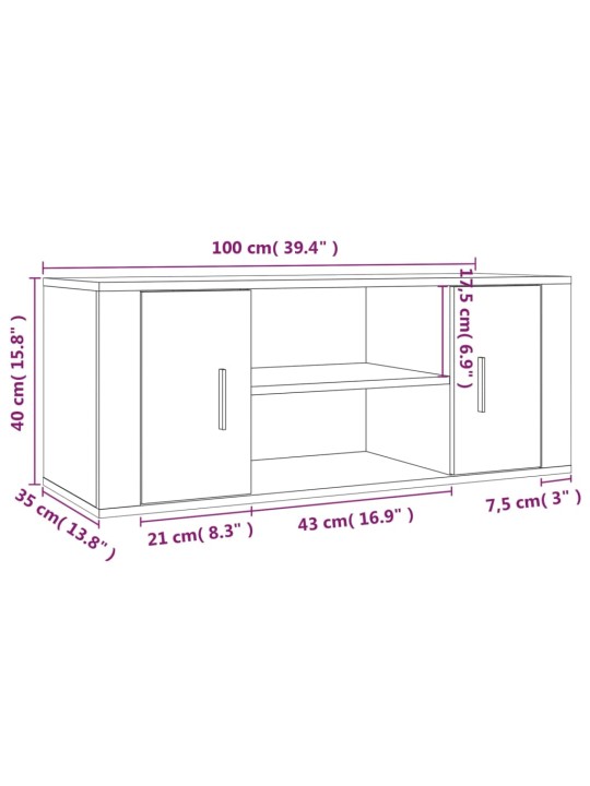 TV skříňka šedá sonoma 100 x 35 x 40 cm kompozitní dřevo