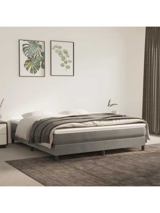 Rám postele bez matrace světle šedý 180 x 200 cm samet