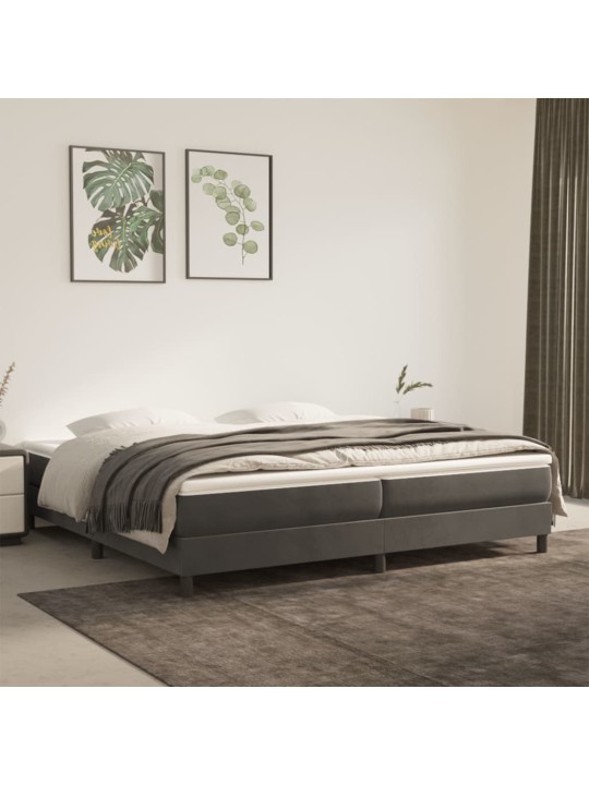 Rám postele bez matrace tmavě šedý 200 x 200 cm samet