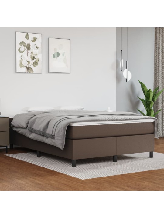 Rám postele hnědá 140 x 190 cm umělá kůže