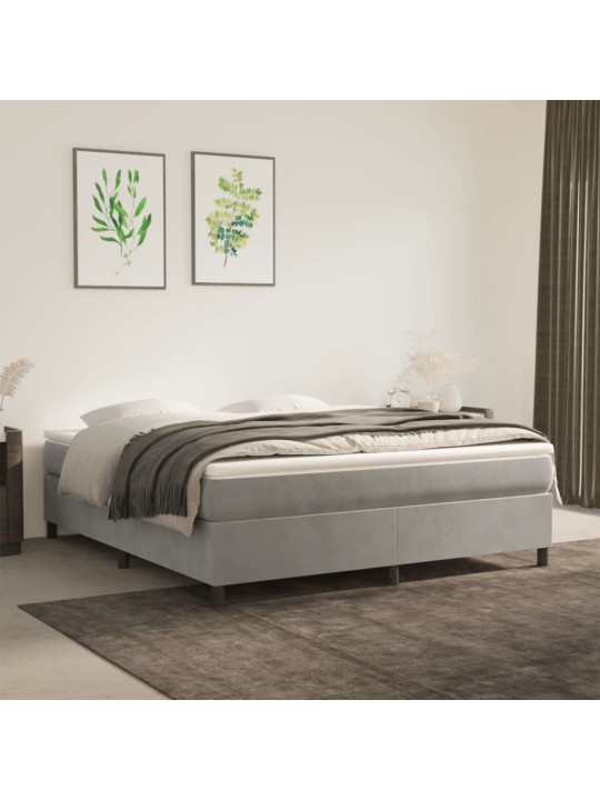 Rám postele bez matrace světle šedý 180 x 200 cm samet