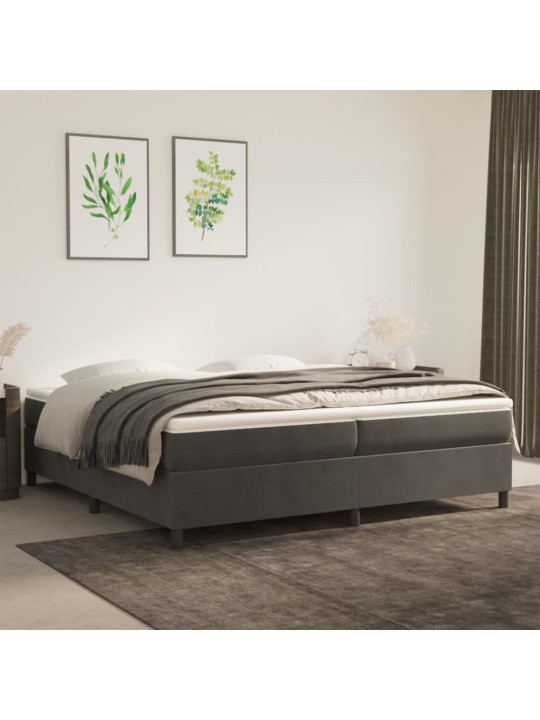 Rám postele bez matrace tmavě šedý 200 x 200 cm samet