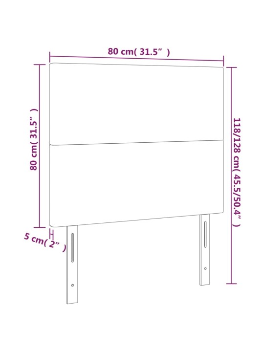 Čelo postele 2 ks krémové 80 x 5 x 78/88 cm textil