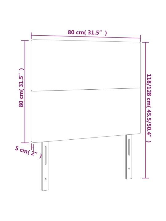 Čelo postele 2 ks modré 80 x 5 x 78/88 cm textil