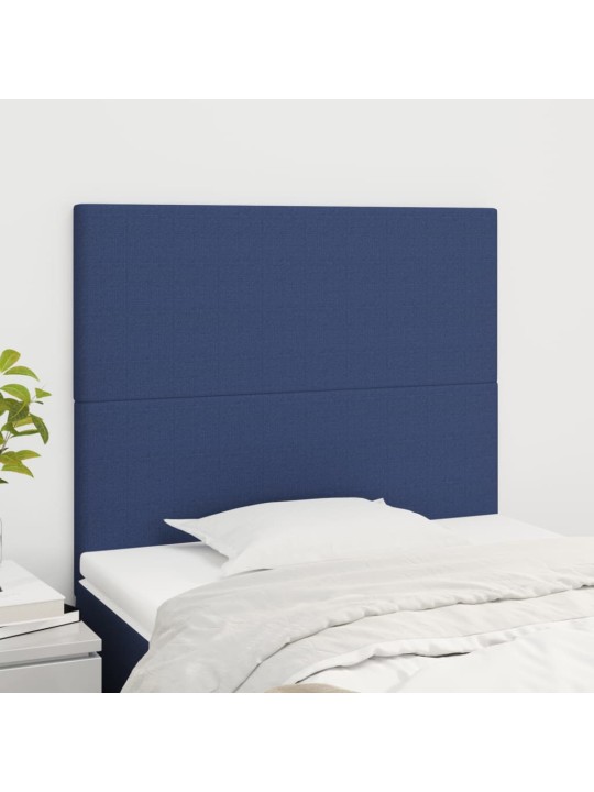 Čelo postele 2 ks modré 80 x 5 x 78/88 cm textil