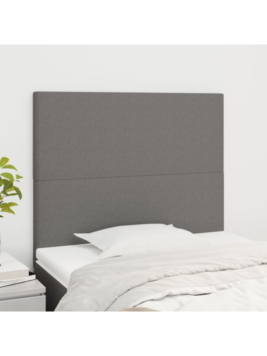 Čelo postele 2 ks tmavě šed 90x5x78/88 cm textil