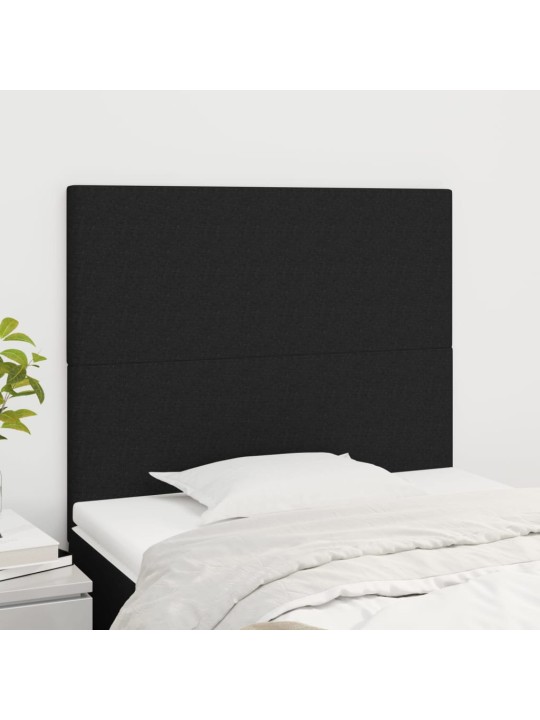 Čelo postele 2 ks černé 90x5x78/88 cm textil