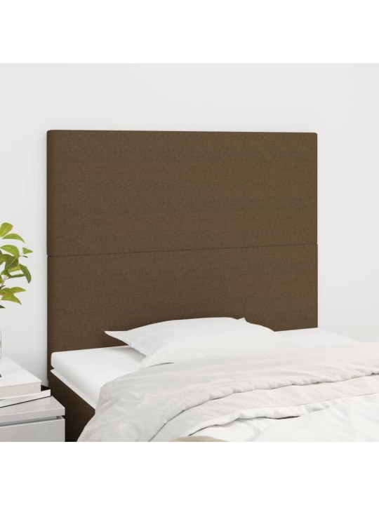 Čelo postele 2 ks tmavě hnědé 90x5x78/88 cm textil