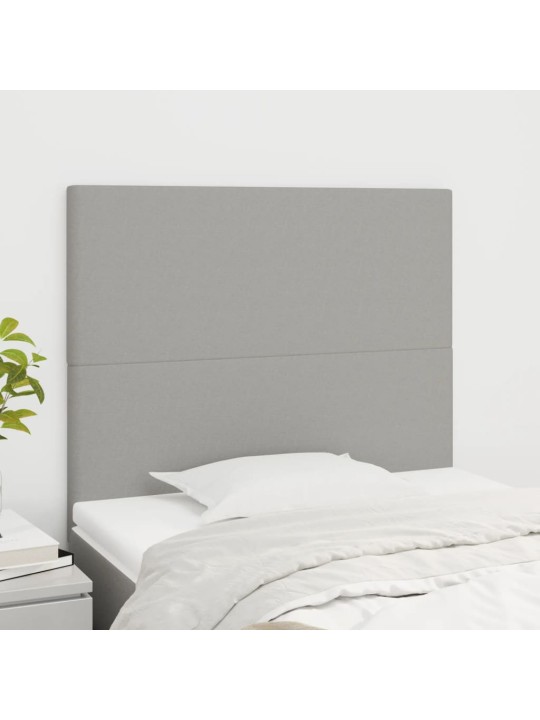 Čelo postele 2 ks světle šedé 100 x 5 x 78/88 cm samet