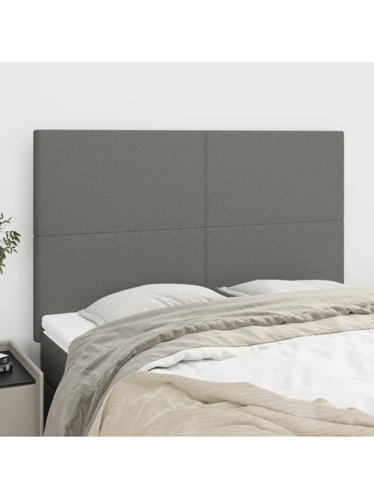 Čela postele 4 ks tmavě šedá 72 x 5 x 78/88 cm textil