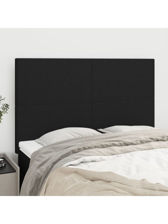Čela postele 4 ks černá 72 x 5 x 78/88 cm textil