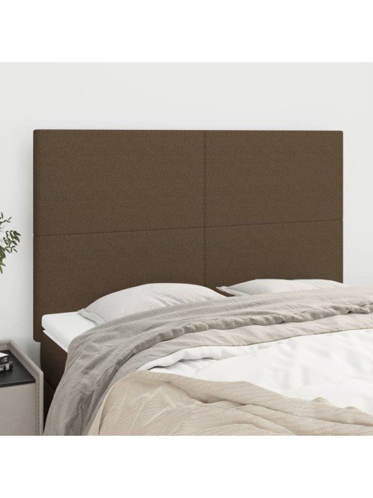 Čela postele 4 ks tmavě hnědá 72 x 5 x 78/88 cm textil