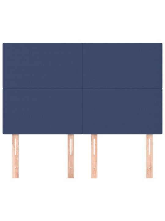 Čela postele 4 ks modrá 72 x 5 x 78/88 cm textil