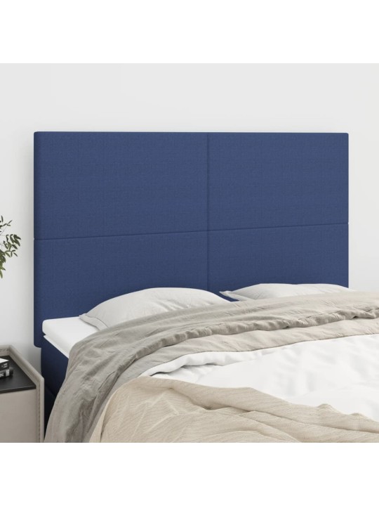 Čela postele 4 ks modrá 72 x 5 x 78/88 cm textil