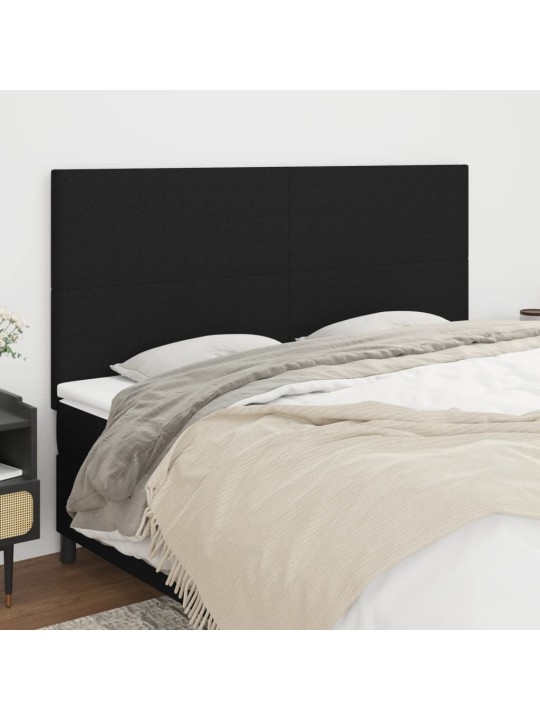 Čelo postele 4 ks černé 80 x 5 x 78/88 cm textil