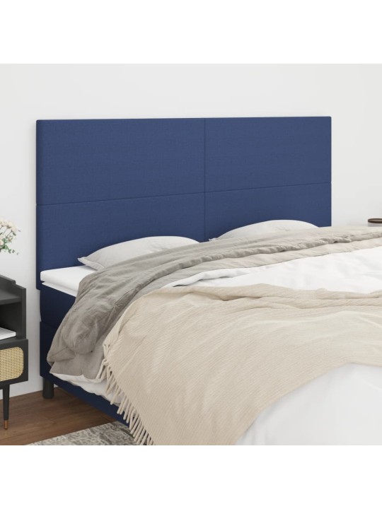 Čelo postele 4 ks modré 80 x 5 x 78/88 cm textil