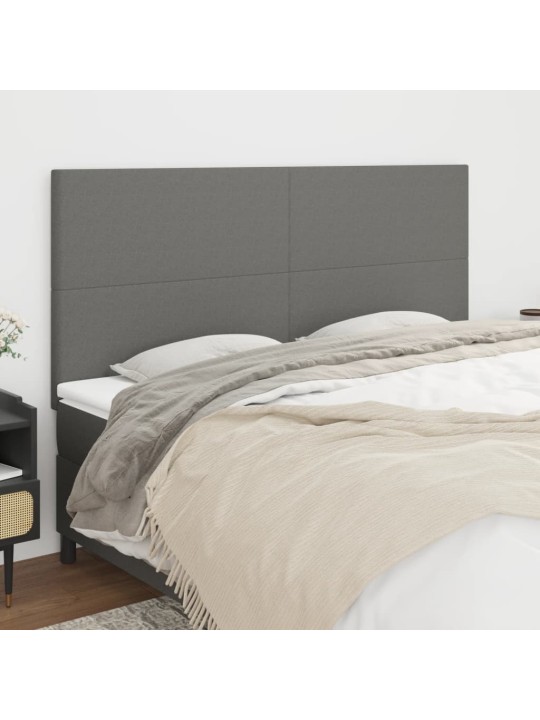 Čelo postele 4 ks tmavě šed 90x5x78/88 cm textil
