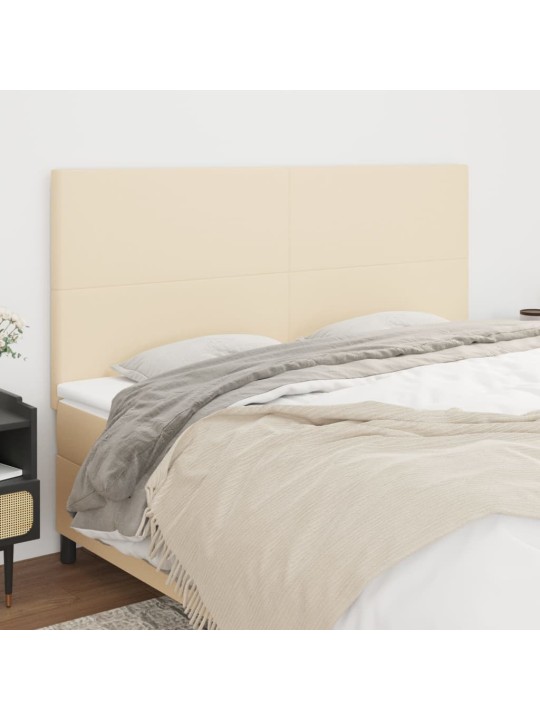 Čelo postele 4 ks krémové 90x5x78/88 cm textil