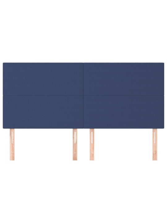Čelo postele 4 ks modré 90x5x78/88 cm textil