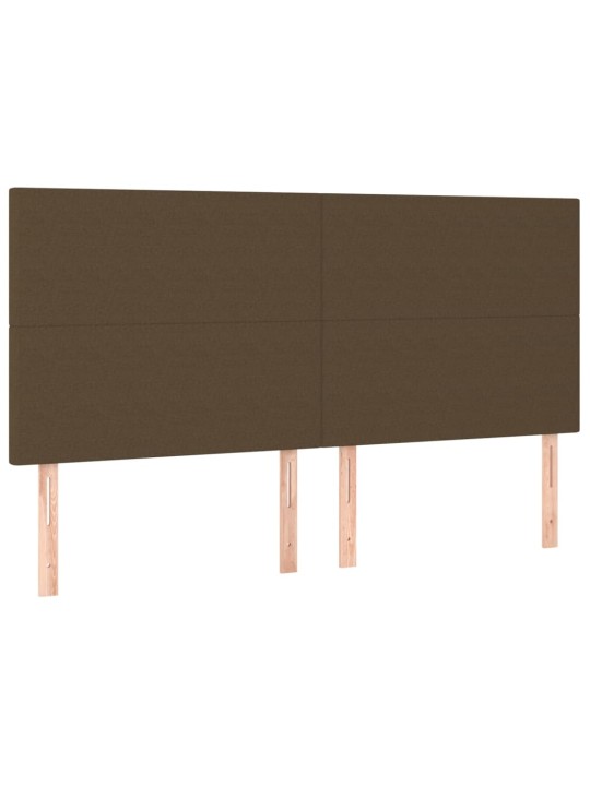 Čelo postele 4 ks tmavě hnědé 100x5x78/88 cm textil