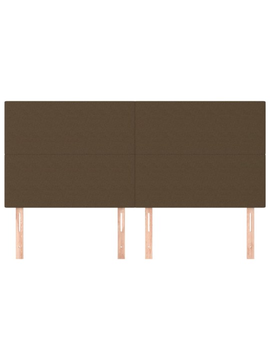 Čelo postele 4 ks tmavě hnědé 100x5x78/88 cm textil