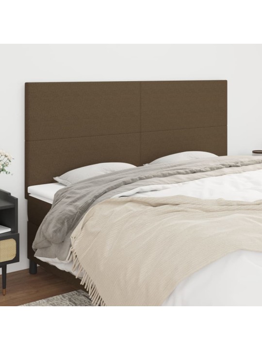 Čelo postele 4 ks tmavě hnědé 100x5x78/88 cm textil