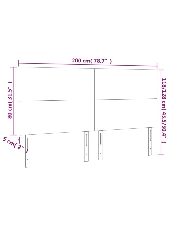 Čelo postele 4 ks modré 100x5x78/88 cm textil