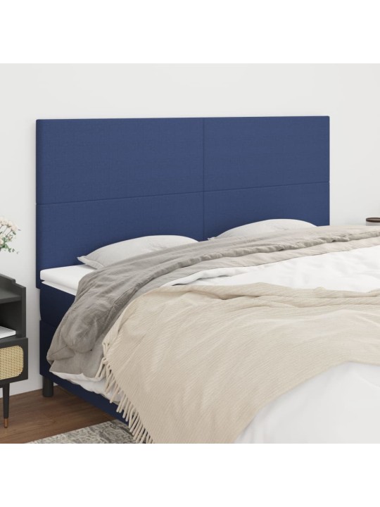 Čelo postele 4 ks modré 100x5x78/88 cm textil