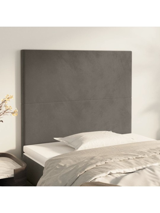 Čelo postele 2 ks tmavě šedé 80 x 5 x 78/88 cm samet
