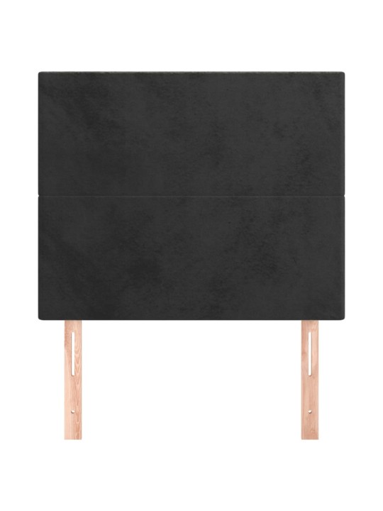 Čelo postele 2 ks černé 80 x 5 x 78/88 cm samet