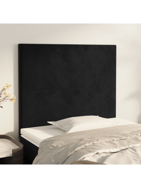 Čelo postele 2 ks černé 80 x 5 x 78/88 cm samet