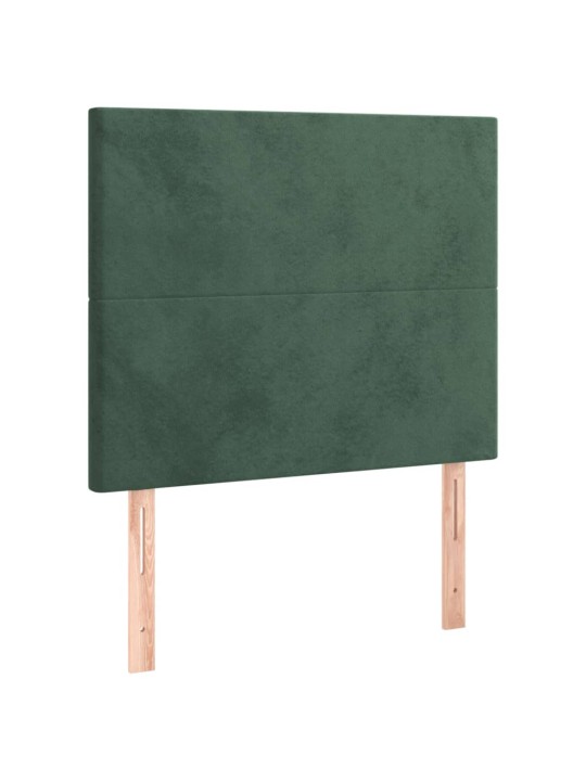 Čelo postele 2 ks tmavě zelené 80 x 5 x 78/88 cm samet