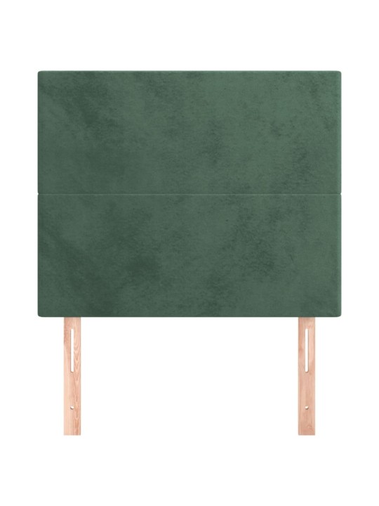 Čelo postele 2 ks tmavě zelené 80 x 5 x 78/88 cm samet