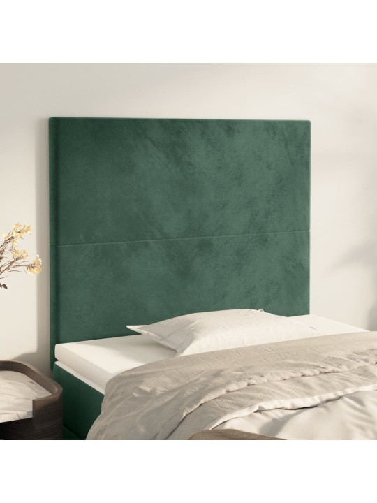 Čelo postele 2 ks tmavě zelené 80 x 5 x 78/88 cm samet