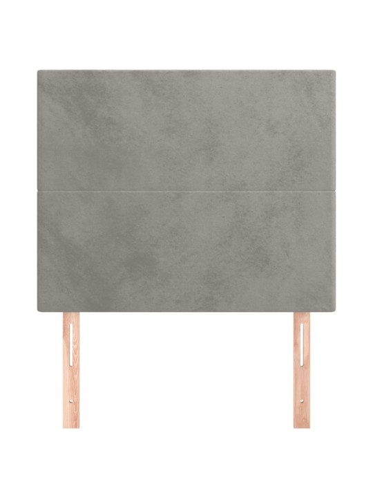 Čelo postele 2 ks světle šedé 90x5x78/88 cm samet